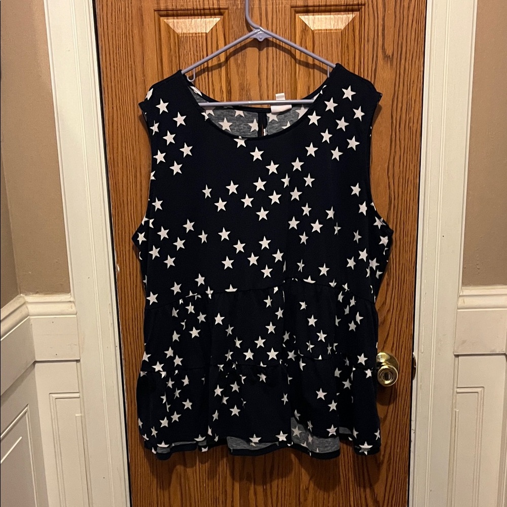 LuLaRoe Blue and White Starry Blouse
